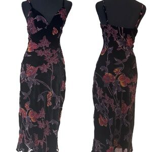 Lulu's Black and Purple Floral Midi Dress